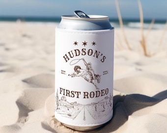 Recuerdos para la fiesta del primer rodeo, enfriador de latas para el primer rodeo, enfriadores de latas para el primer cumpleaños, decoraciones para mi primer rodeo, recuerdo para la fiesta del primer rodeo
