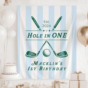 Hole in One Birthday Decorations, Hole in One First Birthday Banner, Hole in One Backdrop, Mastered Birthday Banner, Golf 1st Birthday Sign