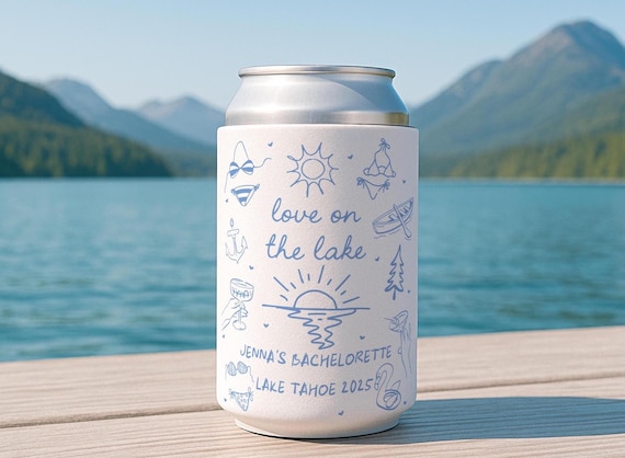 Love on the Lake Can Coolers, Lake Bachelorette Favors, Custom Lake Bachelorette Can Coolers, The Bach Lake Club Decor, Love at the Lake