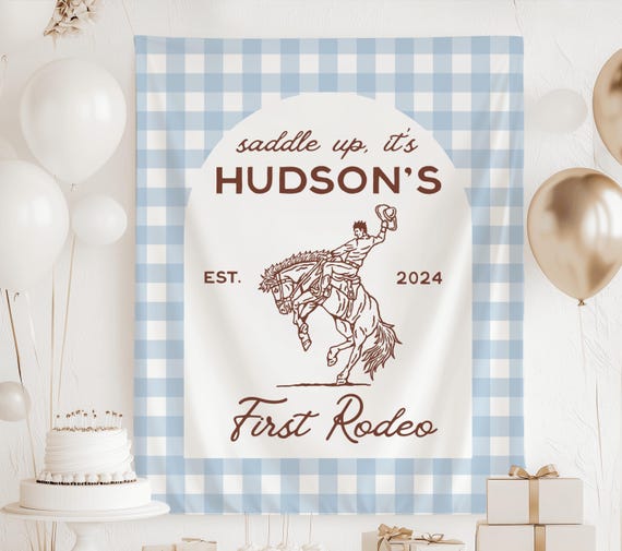 My First Rodeo Banner, First Rodeo Birthday Banner, Cowboy 1st Rodeo Birthday Backdrop, First Rodeo Backdrop Boy, Vintage First Rodeo Decor