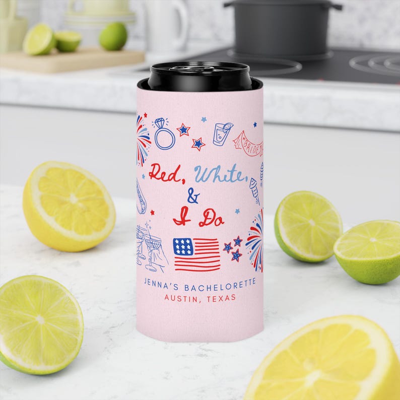 USA Bachelorette Party Favor Red White and I Do Drink Holder
