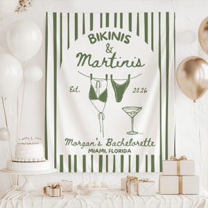 Bikinis und Martinis Bach Banner, Bikinis und Martinis-Dekor, Martinis und Bikini-Dekor, benutzerdefinierte Bachelorette Banner, Bach Club Banner Sage Green