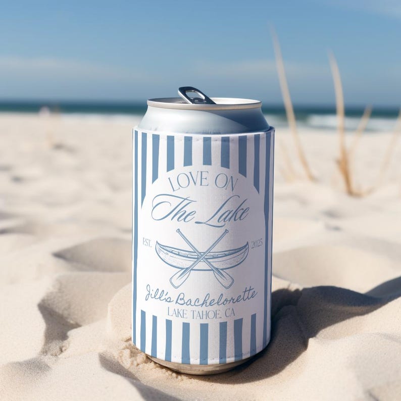 Love on the Lake Bachelorette Decorations, Lake Bachelorette Can Coolers, Custom Bachelorette Can Coolers, Love on the Lake Party Favors image 9