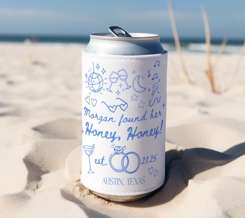 Honey Honey bachelorette can cooler for Mamma Mia themed party