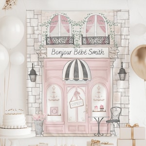 Bonjour Bebe Backdrop, Bonjour Bebe Welcome Sign, Paris Baby Shower Decor, French Baby Shower Banner, Patisserie Backdrop, Bonjour Bebe Sign