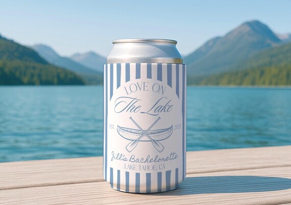 Love on the Lake Bachelorette Decorations, Lake Bachelorette Can Coolers, Custom Bachelorette Can Coolers, Love on the Lake Party Favors