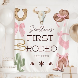 First Rodeo Banner Girl, My First Rodeo Birthday Banner, Cowgirl 1st Birthday Backdrop, Western First Birthday Decor, Pink Rodeo Party Sign