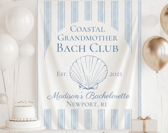 Coastal Grandmother Bachelorette Banner, Coastal Grandma Bachelorette Decor, Hydrangea Bachelorette Sign, Seashell Bachelorette Theme