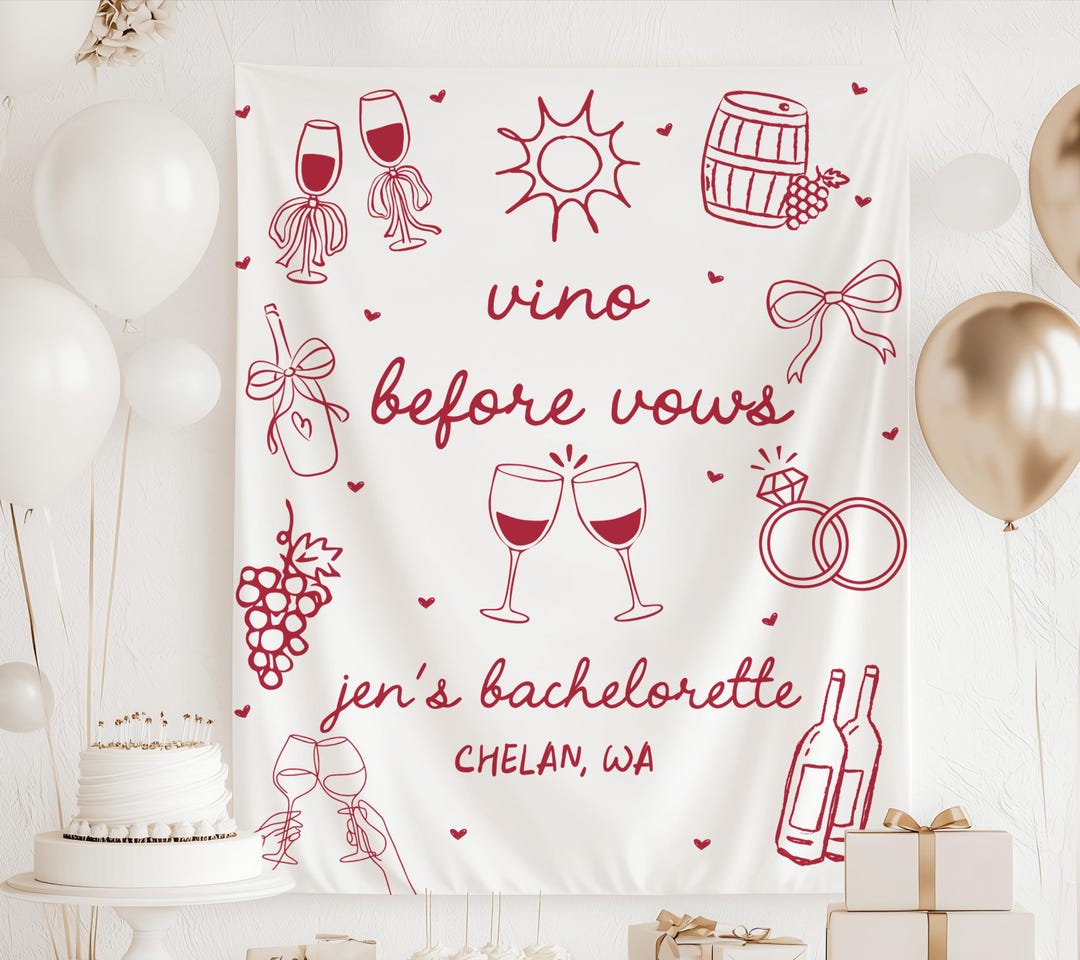 Vino Before Vows Bachelorette Banner, Winery Bachelorette Decor, Vino ...