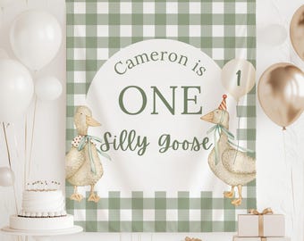 One Silly Goose Birthday Decorations, One Silly Goose Banner, One Silly Goose Sign, Silly Goose Photo Backdrop, Silly Goose Birthday Decor