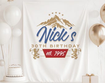 Beer Birthday Banner, ANY AGE Birthday Banner for Men, Beer Themed Birthday Decor, 30th Birthday Banner for Men, 30th Beer Decorations