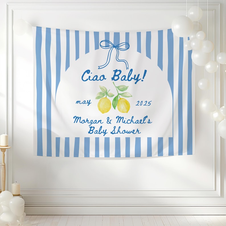 Gender Neutral Baby Shower Banner Lemon Theme Backdrop