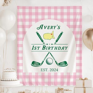 Golf 1st Birthday Banner, Hole in One Birthday Backdrop, Golf 1st Birthday Decorations for Girls, Golf First Birthday Birthday Decorations