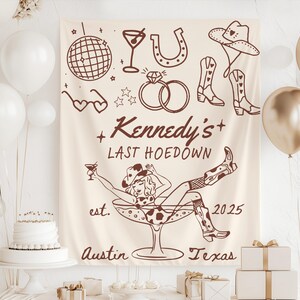 Last Hoedown Bachelorette Banner Western Bachelorette Backdrop Cowgirl Party Decor Nashville Bachelorette Sign