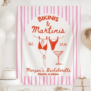 Bikinis and Martinis bachelorette banner custom bach club party decor