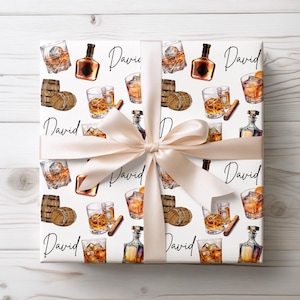 Whiskey Lover Gift Wrap, Personalized Whiskey Wrapping Paper, Whiskey Valentines, Bourbon Wrapping Paper, Wrapping Paper for Husband
