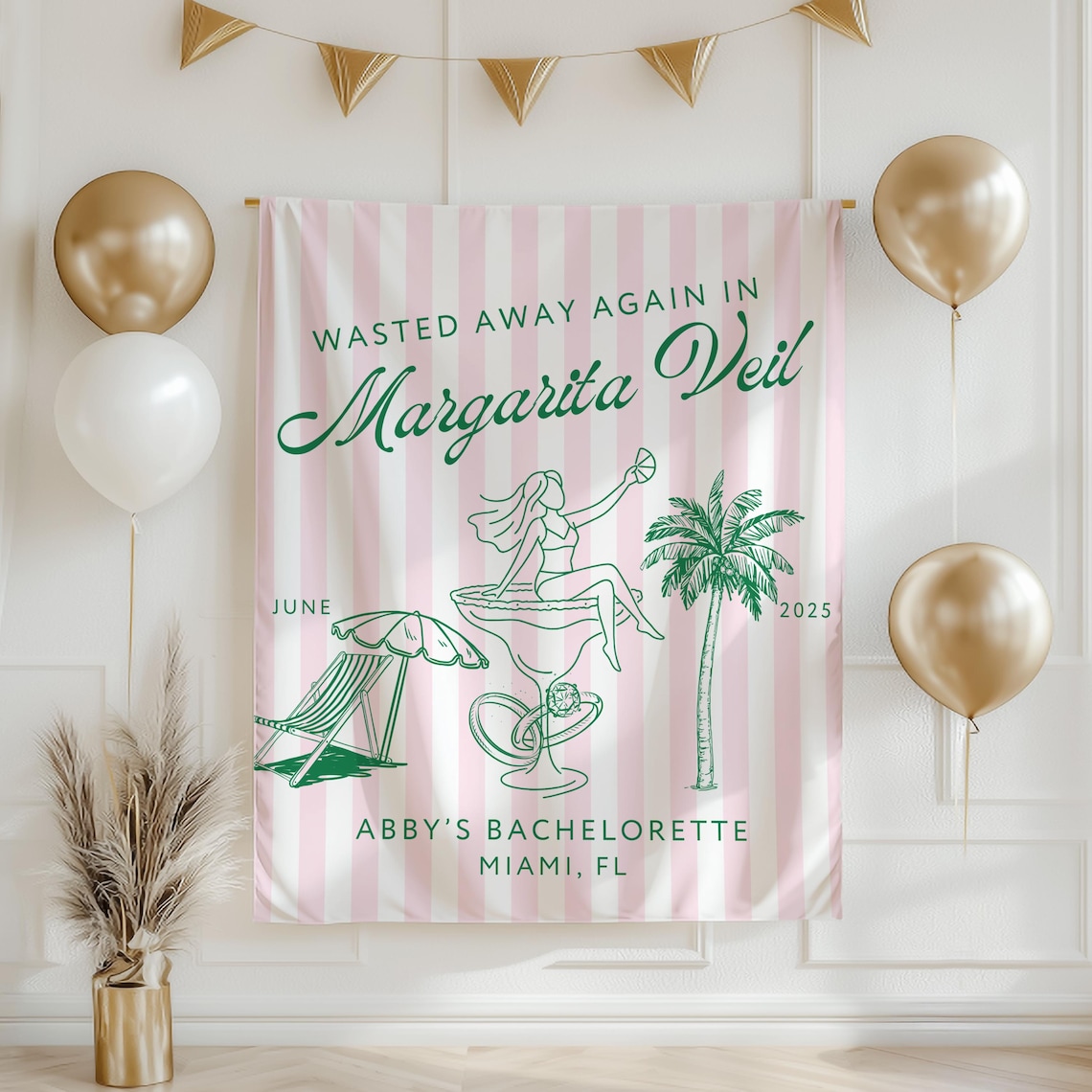 Margarita Veil Bachelorette Banner, Margarita Veil Bachelorette ...