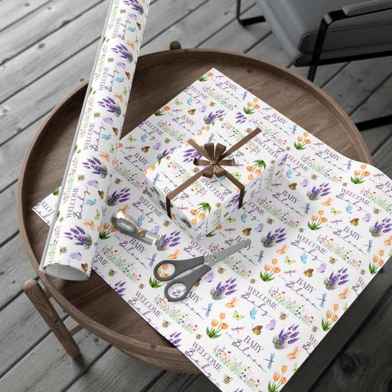 spring baby shower wrapping paper