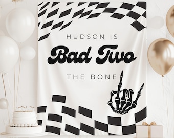 Bad TWO the Bone Backdrop, Bad 2 the Bone Decorations, Skeleton Birthday Decor, Halloween 2nd Birthday Welcome Sign, Spooky 2nd Birthday