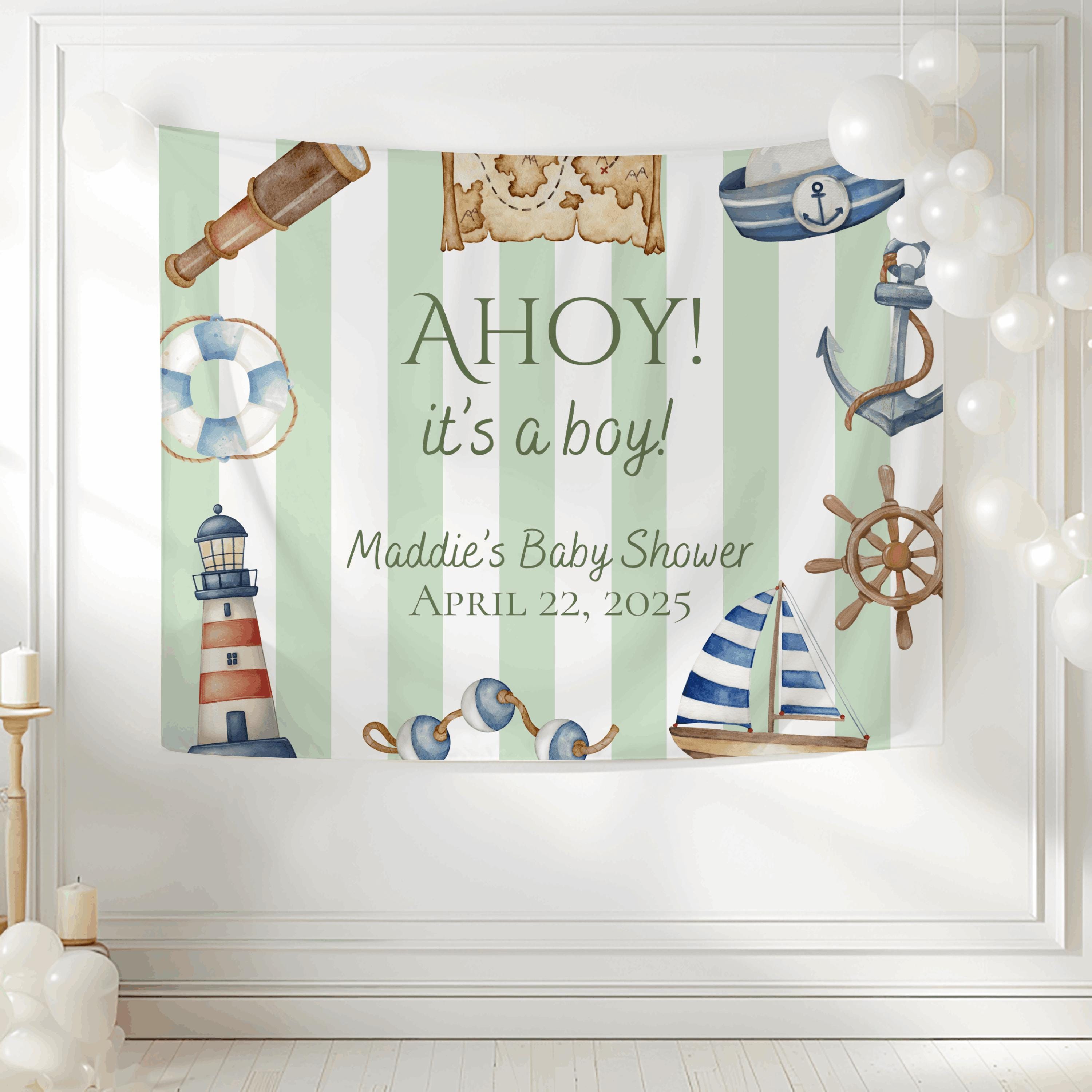 Ahoy Its a Boy Baby Shower Welcome Sign, Ahoy Its a Boy Baby Shower Decor, Nautical  Baby Shower Decorations, Sailor Baby Shower Banner - Etsy, image size:3000x3000