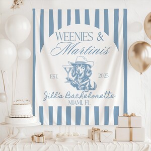 Wiener Dog Bachelorette Backdrop Weenies and Martinis Party Sign Custom Funny Bachelorette Banner