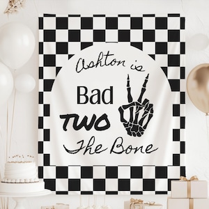 Bad Two the Bone Birthday Decorations, Bad Two the Bone Backdrop, Personalized 2nd Birthday Banner, Bad Two the Bone 2nd Birthday Sign