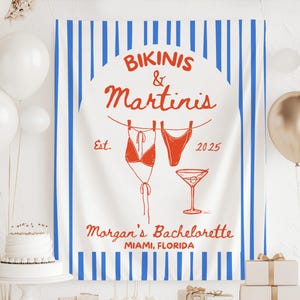 Bikinis and Martinis bachelorette banner custom