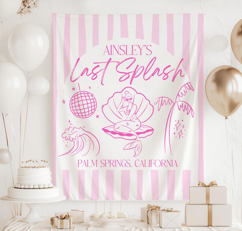 Last Splash Bachelorette Decorations Mermaid Party Backdrop