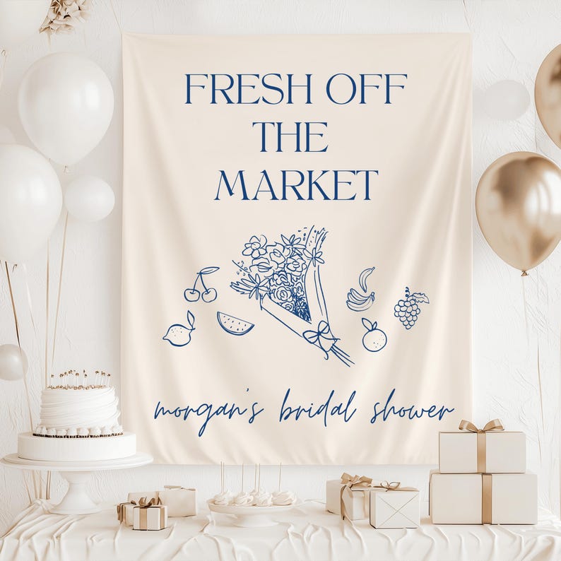 Floral Bridal Shower Banner Minimal Style