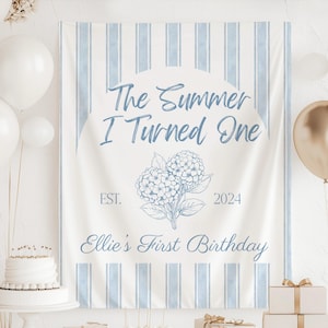 The Summer I Turned One Banner, The Summer I Turned One Tapestry, The Summer I Turned One Birthday Decorations, Coastal 1st Birthday Decor