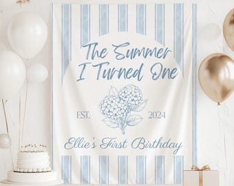 The Summer I Turned One Banner, The Summer I Turned One Tapestry, The Summer I Turned One Birthday Decorations, Coastal 1st Birthday Decor