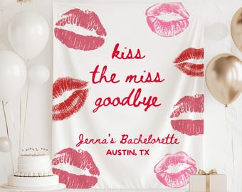 Banner "Bacia la signorina addio", sfondo per addio al nubilato, cartello "Bacia la signorina addio", banner personalizzato per addio al nubilato con rossetto
