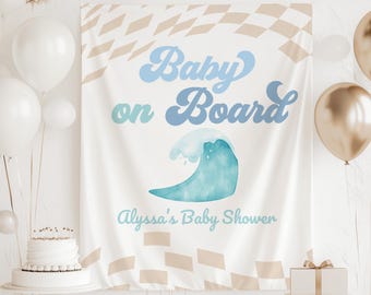 Baby on Board Banner, Baby on Board Baby Shower Decor, Surf Baby Shower Decorations, Beach Baby Shower Welcome Sign, Custom Baby Shower Sign