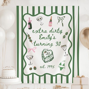 Extra Dirty Shes Turning 30 Banner, Dirty 30 Banner, Dirty 30 Geburtstagsdekoration, Benutzerdefinierte 30. Geburtstagsdekoration, Martini-Geburtstagsbanner