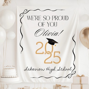 Sfondo per la classe del 2025, striscione per la festa di laurea, decorazioni personalizzate per la festa di laurea, cartello per la laurea, regalo per la laurea