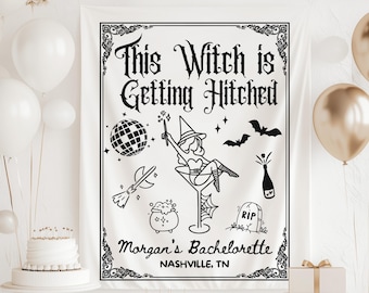 This Witch is Getting Hitched Backdrop, Halloween Bachelorette Banner, Witch Bachelorette Decor, The Witch is Getting Hitched Banner