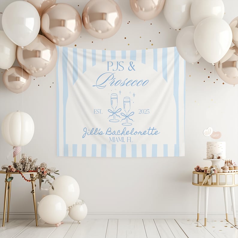 Girls Gone Mild Bachelorette Banner PJs and Prosecco Party Backdrop Custom Bachelorette Decor