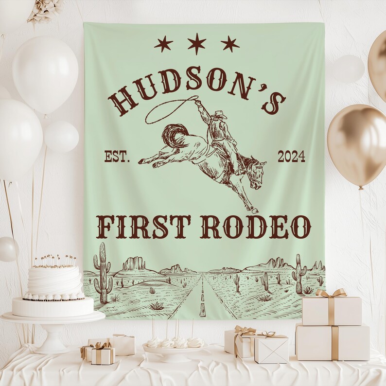 Pro Rodeo Banner First Rodeo Birthday Banner, First Rodeo Birthday Boy Decor, My First ...