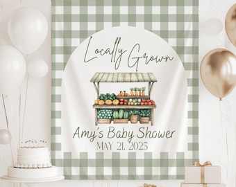 Farmers Market Baby Shower Banner, Locally Grown Baby Shower Decor, Market Baby Shower Sign, Fresh Picked Baby Shower Theme