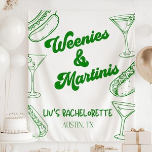 Weenies and Martinis Sign, Weenies and Martinis Bachelorette Banner, Custom Bachelorette Backdrop, Weenies and Tinis Bachelorette Decor