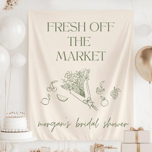 Frisch aus dem Markt, frisch aus dem Markt Brautdusche Banner, Minimalistisches Brautdusche Zeichen, Blumenmarkt Brautdusche Dekorationen