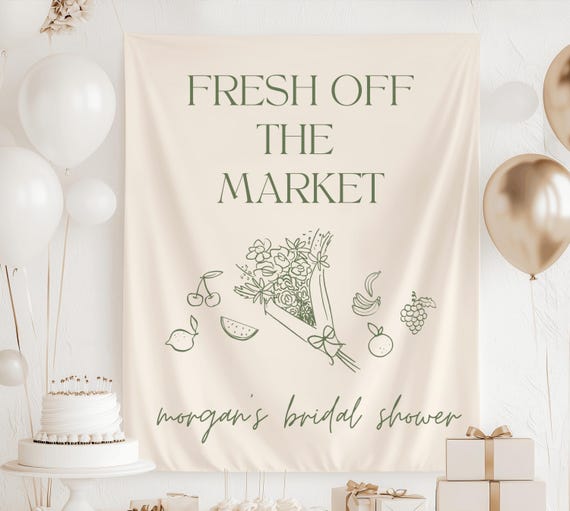 Fresh Off The Market Sign, Fresh Off The Market Bridal Shower Banner, Minimalist Bridal Shower Sign, Flower Market Bridal Shower Decorations