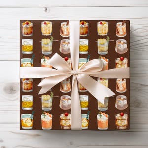 Old Fashioned Wrapping Paper, Whiskey Lover Wrapping Paper, Whiskey Gift Wrap, Bourbon Wrapping Paper Roll, Wrapping Paper for Husband