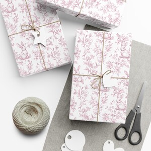 Pink Toile Easter Gift Wrap