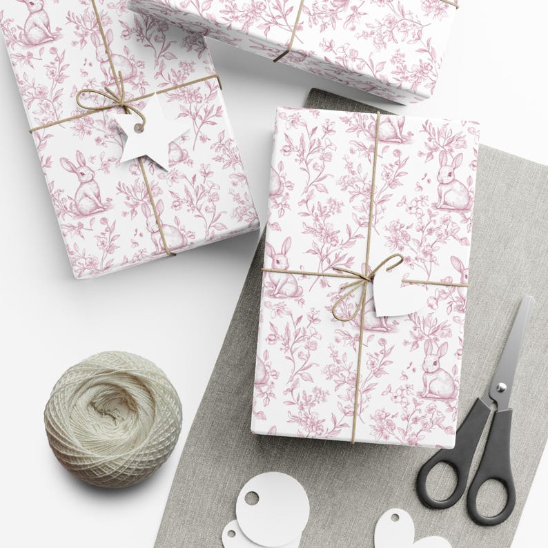 Pink Toile Easter Gift Wrap