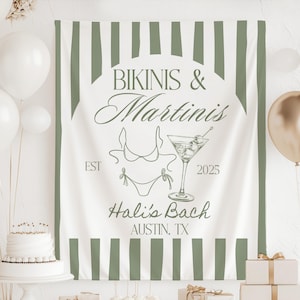 Bikinis and Martinis Bachelorette, Bikinis and Martinis Banner, Custom Bachelorette Photo Backdrop, Martinis and Bikinis Bachelorette Sign