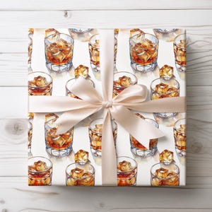 Bourbon Lover Gift Wrap, Old Fashioned Print Wrapping Paper, Whiskey Lover Wrapping Paper Roll, Wrapping Paper for Groomsmen Gifts