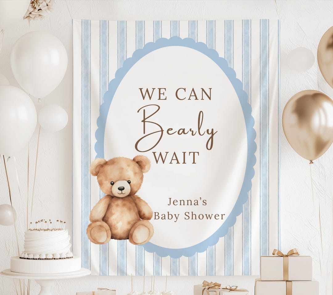 We Can Bearly Wait Banner, We Can Bearly Wait Baby Shower Decorations ...