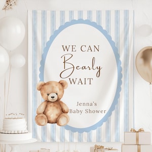 We Can Bearly Wait baby shower banner