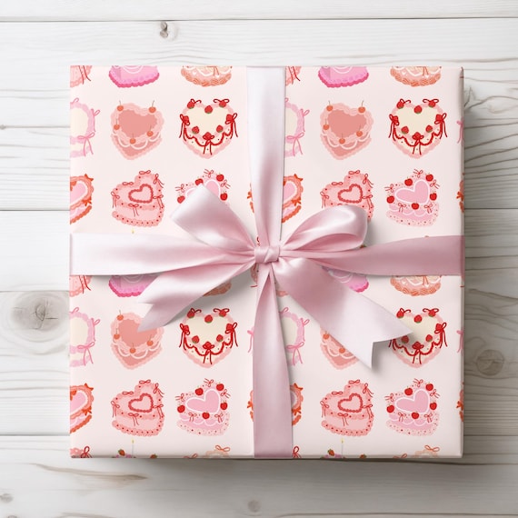 Coquette Birthday Gift Wrap, Girly Gift Wrap, Birthday Girl Wrapping Paper, Pink Birthday Wrapping Paper Roll